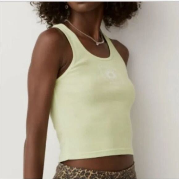 NWT Daydreamer LA Women's Ribbed Tank Top Acid Yellow Size Large - Picture 2 of 8